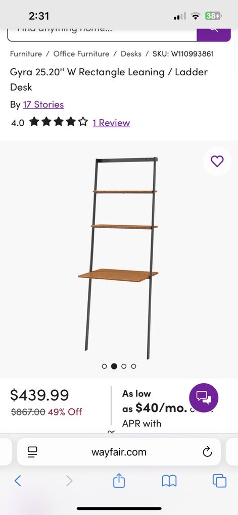 Athello Leaning Wall Desk New