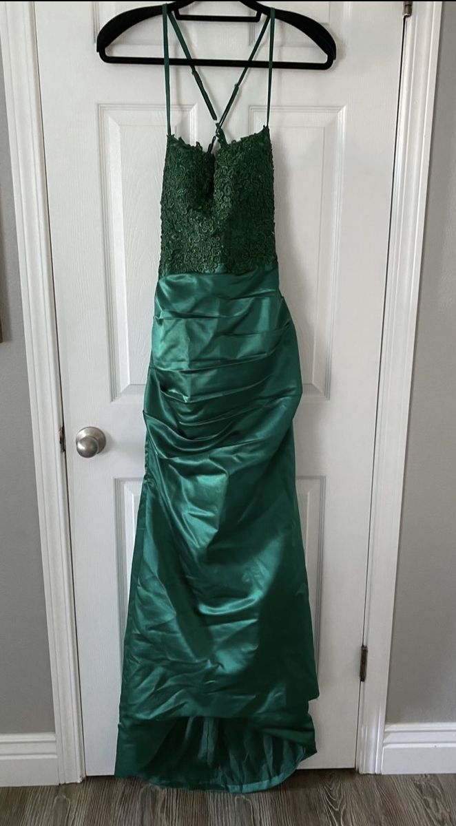 Dark Green Satin Formal Long Mermaid Dress