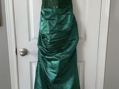 Dark Green Satin Formal Long Mermaid Dress