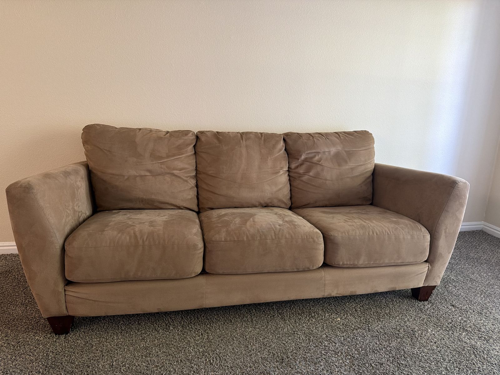 Cozy Brown Suede Sofa - 3-Seater Couch, Great Condition