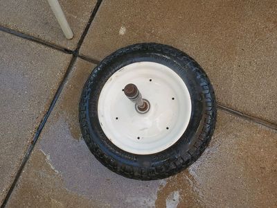 Universal Wheelbarrow Tire & Wheel flat free Assembly, 13x5.00-6 Pneumatic, Not for Highway Use,