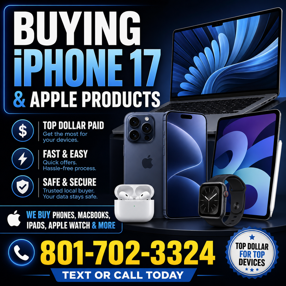 We Pay Top $$ for Your iPhone 17 Pro Max, Air, 16 Plus, MacBook, iPad, Samsung S26 Ultra, Z Fold, Ray Bans, PS5, Nintendo, XBOX