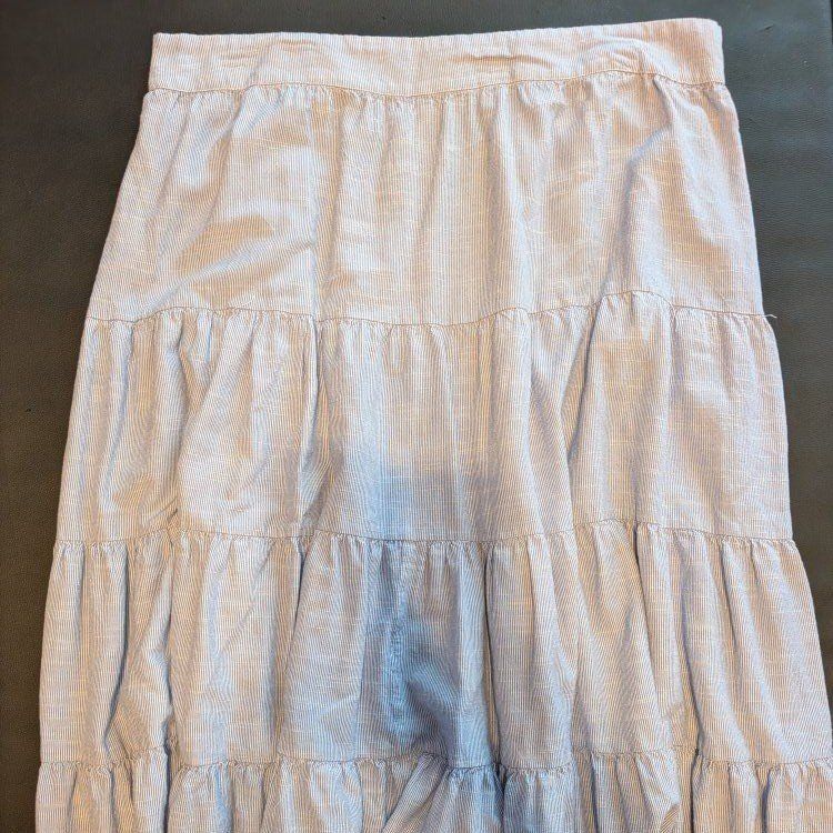 LC Lauren Conrad Women's XXL Blue Striped Tiered Ruffle Mini Skirt
