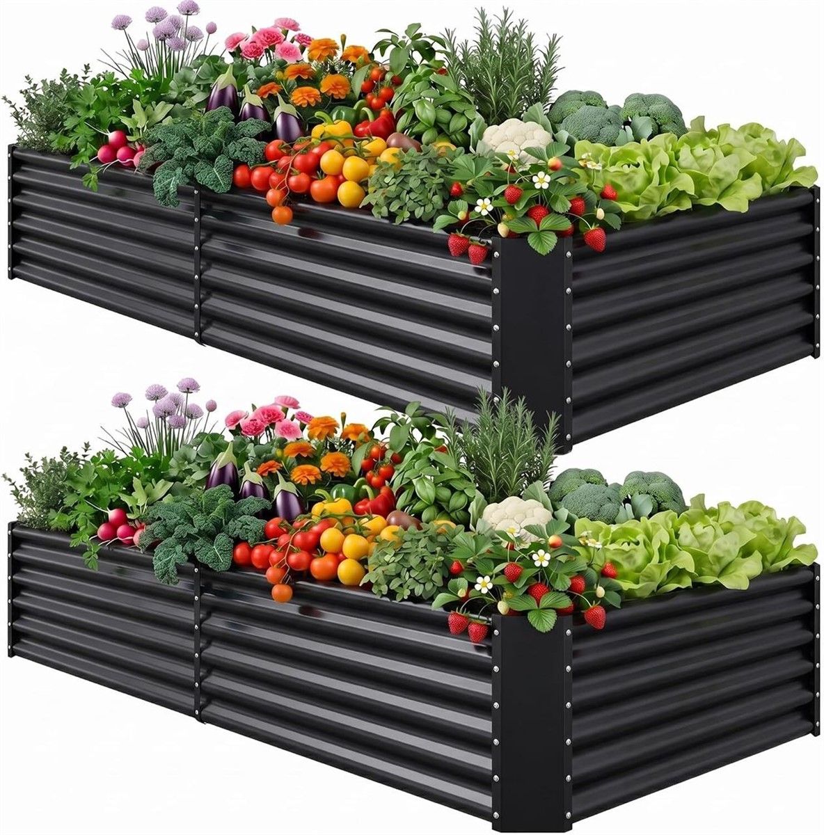 AHEONLAR 2 Pack Galvanized Boxes garden beds