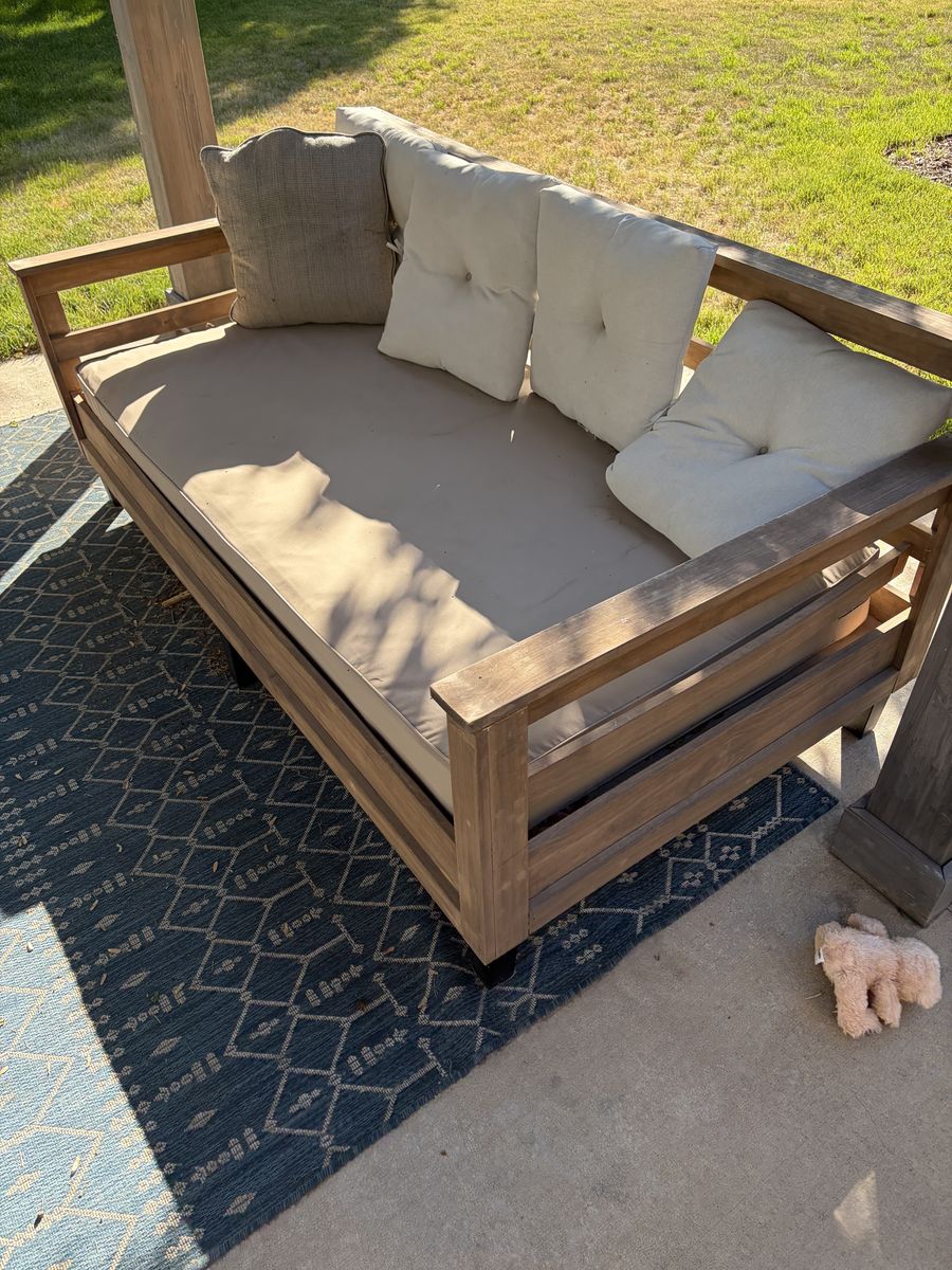 Outdoor lounge bed with all weather mattress cover