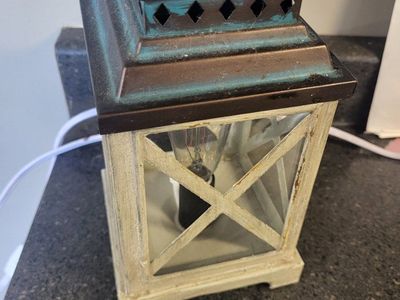 Farmhouse Style Lantern Lamp - Wood & Metal Accent Light