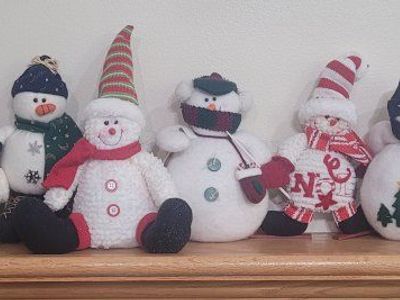 Plush Snowman Holiday Decoration Lot - Set of 10 Plush Snowmen