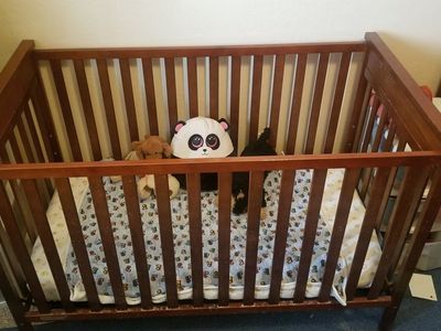 Crib, mattress, and matching changing table set