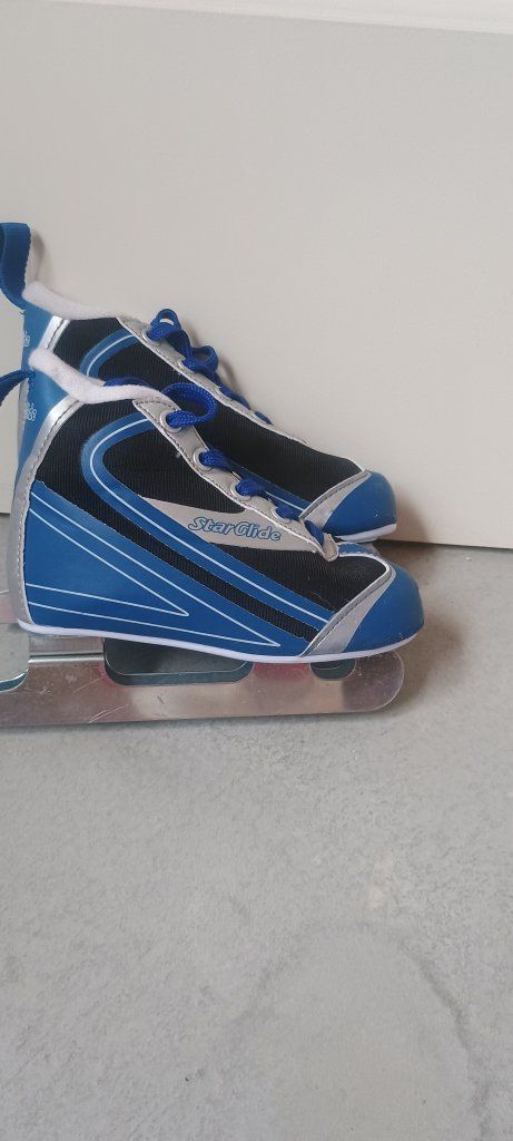 Star Glide Ice Skates - Blue/Black/Silver, Youth Size (Condition: Used - Good)