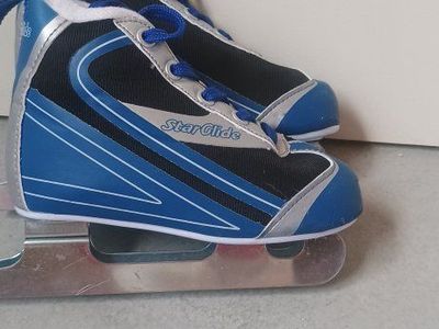 Star Glide Ice Skates - Blue/Black/Silver, Youth Size (Condition: Used - Good)