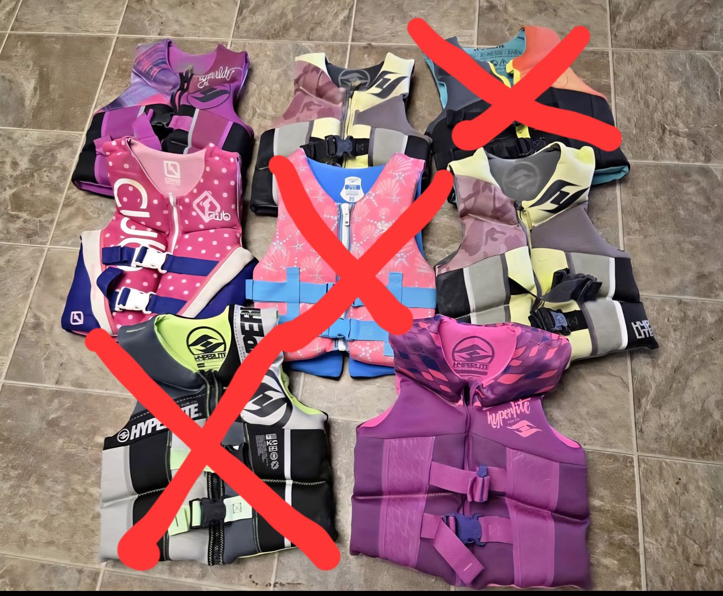 Neoprin, kid life jackets, size 50 to 90 pounds. $25 each