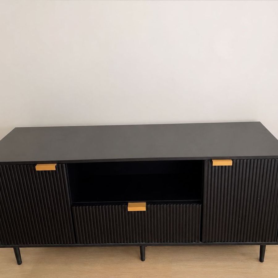 Black & gold entertainment center