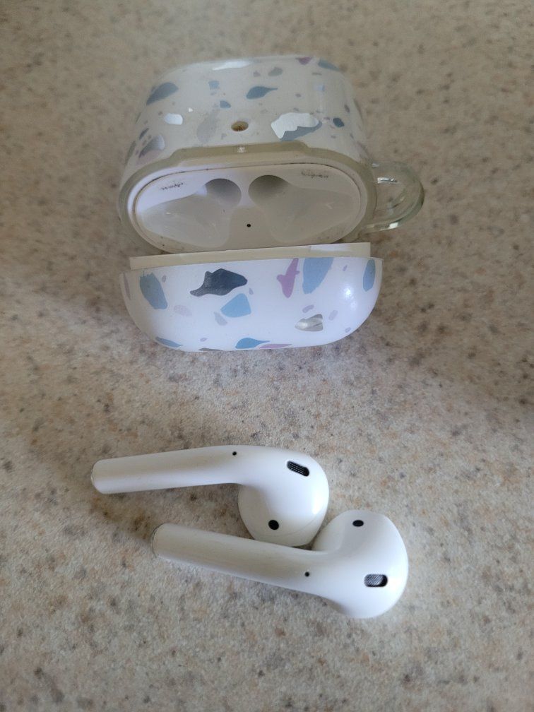 Apple AirPods 2nd Gen with Custom Terrazzo Design Charging Case - White Wireless Earbuds