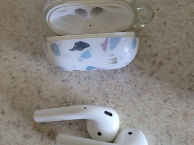 Apple AirPods 2nd Gen with Custom Terrazzo Design Charging Case - White Wireless Earbuds