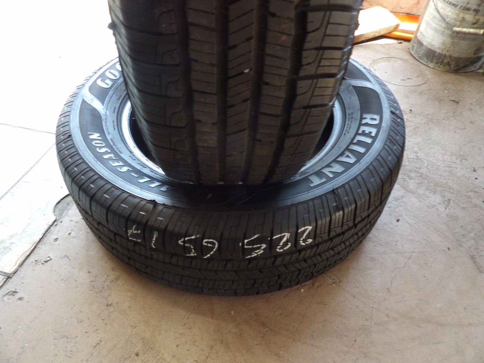 225/65R17 GOODYEAR RELIANT A/S PAIR OF TWO USED TIRES