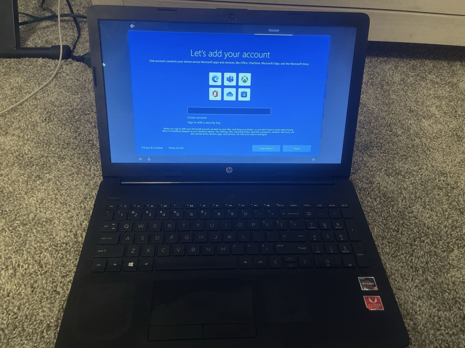 HP Black Laptop with AMD Ryzen 3 Processor