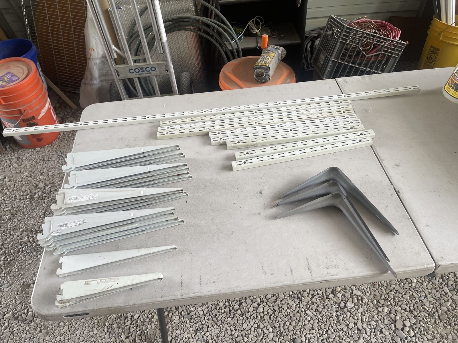 Adjustable Shelf Brackets & Rails - White & Gray Metal - Assorted Sizes for Storage