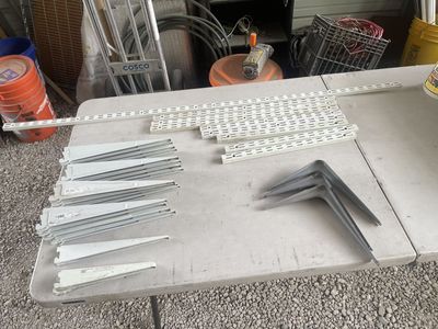 Adjustable Shelf Brackets & Rails - White & Gray Metal - Assorted Sizes for Storage
