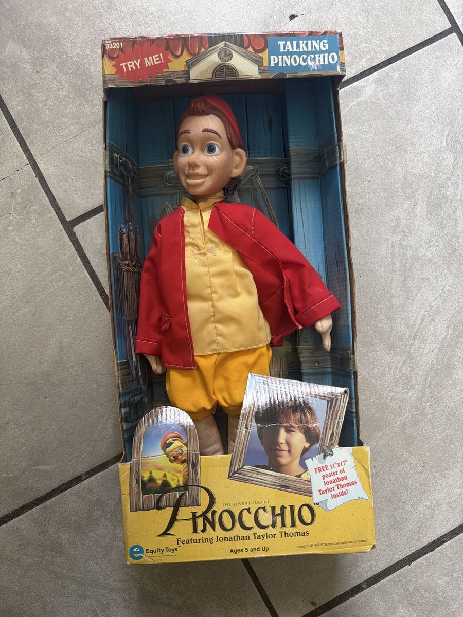 Vintage The Adventures of Pinocchio Talking Doll from the 1996 Jonathan Taylor Thomas film by Equity Toys.