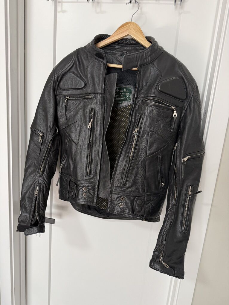 New Heavy Duty Leather Woman Biker Jacket XS