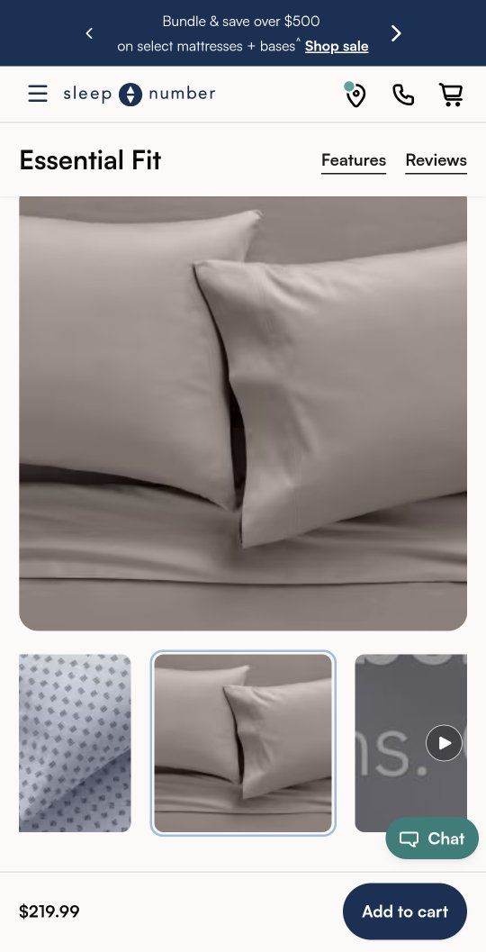 Sleep Number Essential Fit Cotton Sheet Sets - Split King