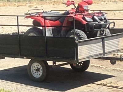 2004 Suzuki Vinson 500 4x4 Quad ATV & Tilt Deck Trailer - Red, Runs Strong