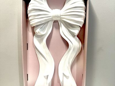 Stylish Bow Wall Decor - 12" x 24" White Bow Knot Wall Hanging, Designed in New York City (2 Available)