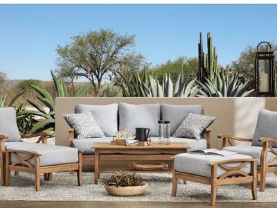Member's Mark Catalina Teak Set with Sunbrella Fabric, 6pc