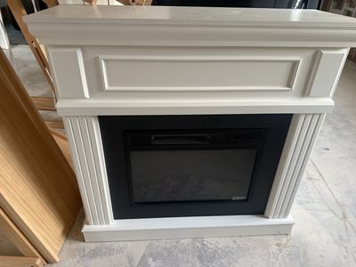 Electric Fireplace with White Mantle - Freestanding Electric Heater