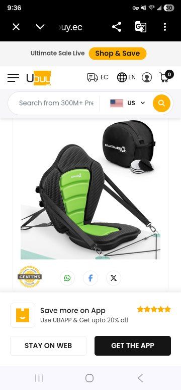 Kayak Seat with High Back Support & Cushion