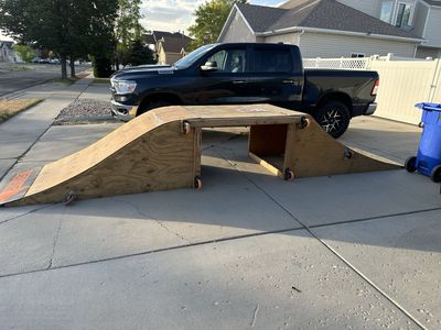 Custom Wooden Skate/Bike Ramp - Portable with Wheels, Durable Plywood Construction