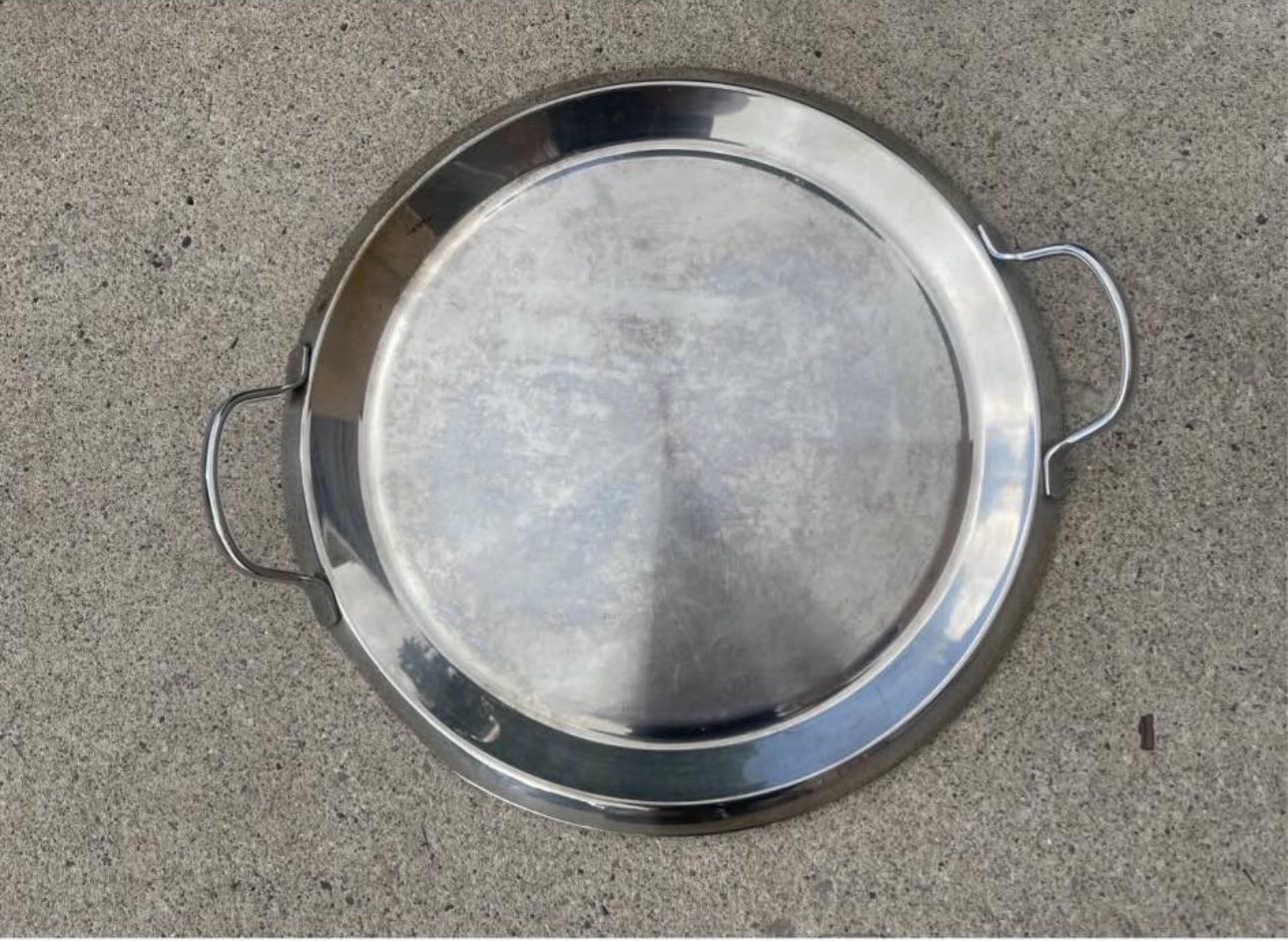 Stainless Steel Round Serving Tray Platter with Handles - 12 inch