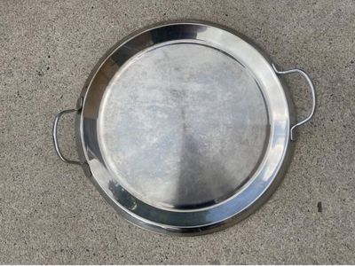Stainless Steel Round Serving Tray Platter with Handles - 12 inch