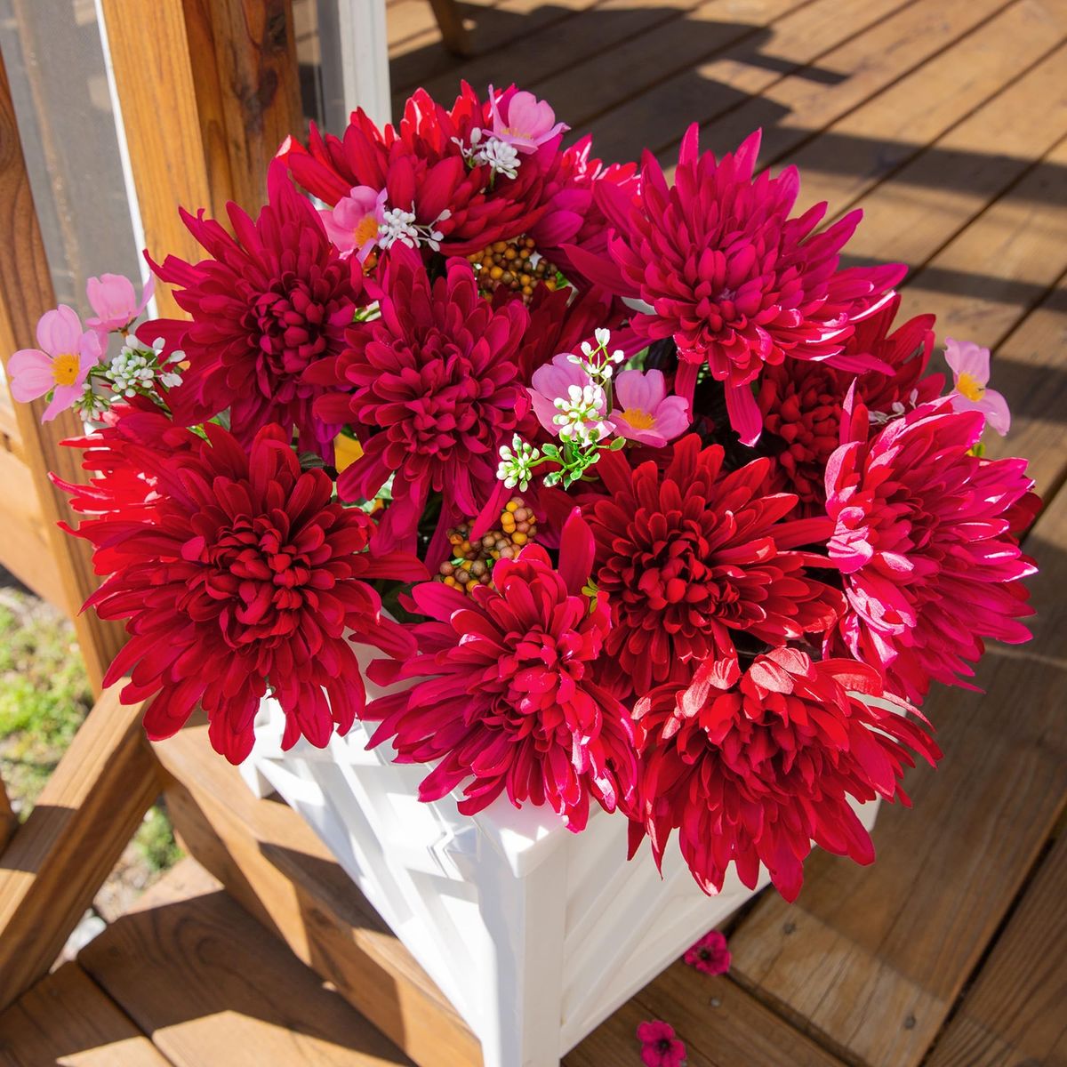 2-pack of Ivydale 2 Bundles Artificial Fake Silk Chrysanthemum Flowers Bouquets Faux Flower with Long Stems, Autumn Bouquet Flow
