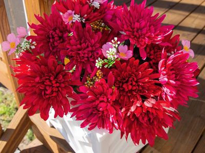 2-pack of Ivydale 2 Bundles Artificial Fake Silk Chrysanthemum Flowers Bouquets Faux Flower with Long Stems, Autumn Bouquet Flow