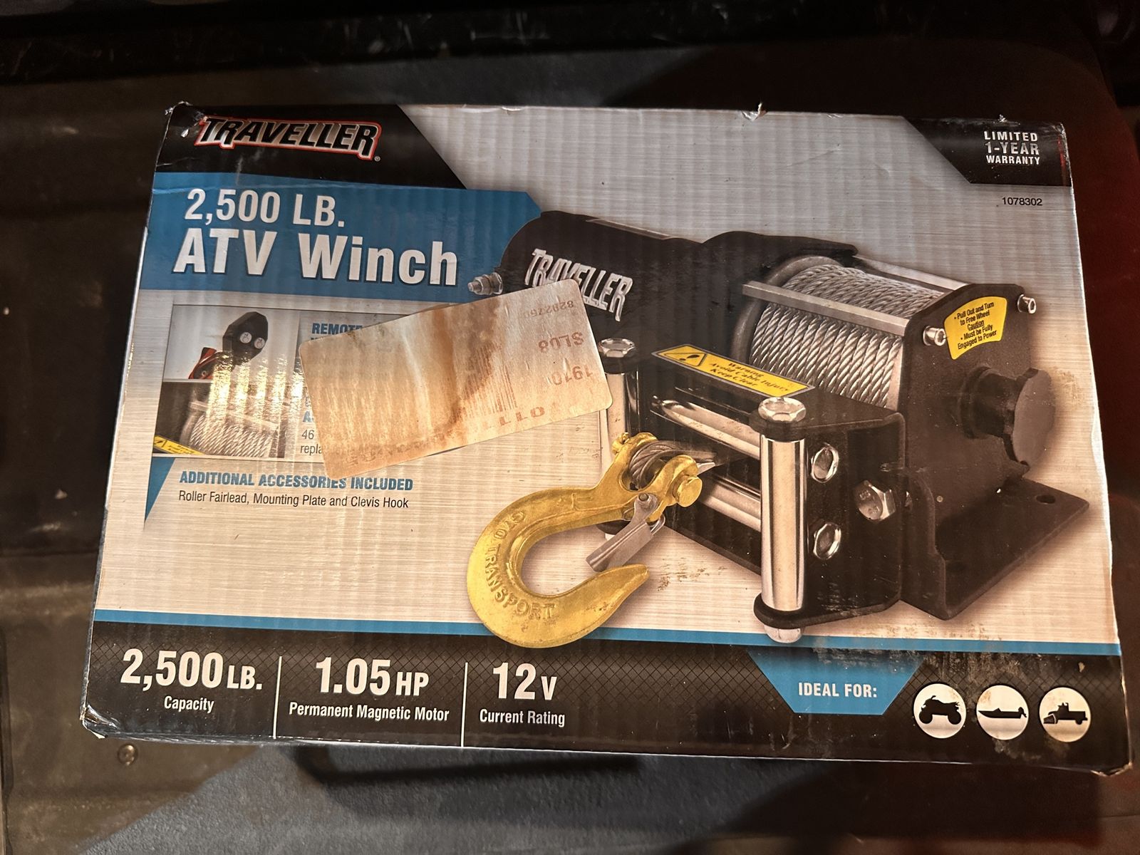Traveller 2,500 LB ATV Winch 12V 1.05 HP