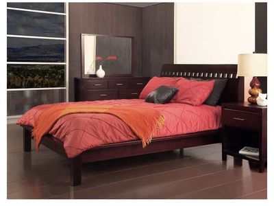 Modus Furniture Nevis King Platform Bed - Solid Wood Espresso Finish, Slat Support, Modern Style