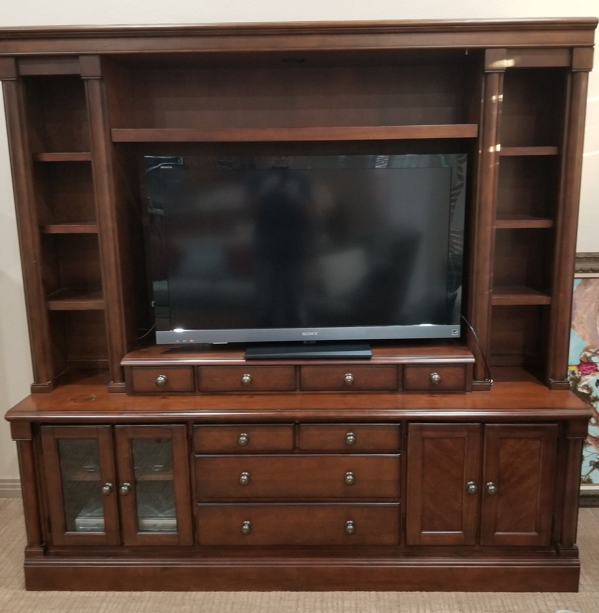Solid Wood Entertainment Hutch / Wall Unit - Large