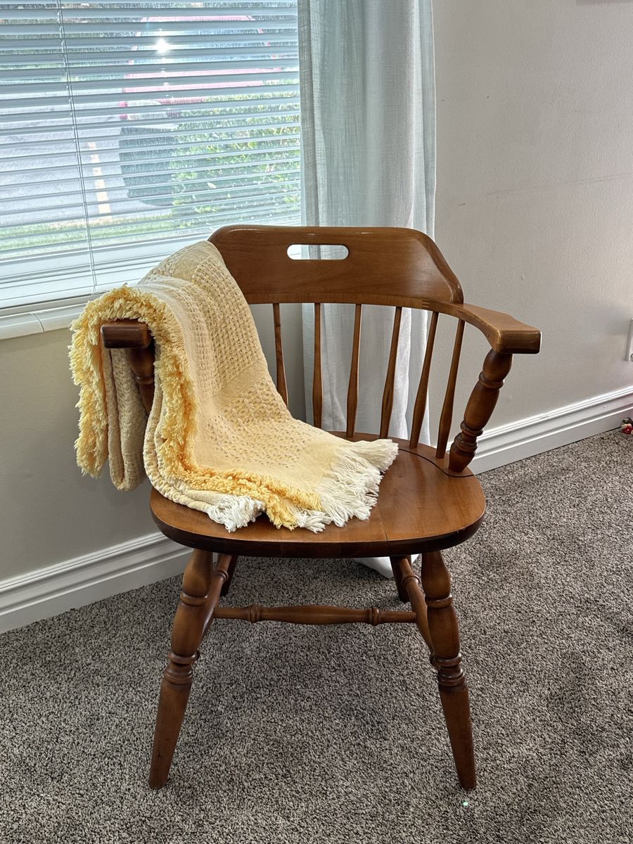 Vintage Solid Wood Spindle Back Chair Windsor Style
