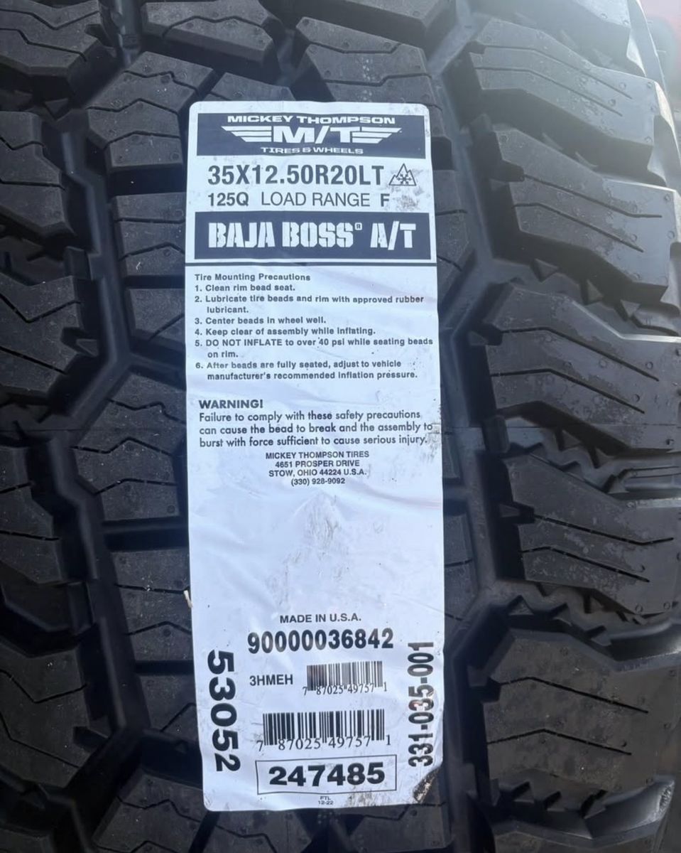 BRAND NEW SET OF 35X12.50R20LT MICKEY THOMPSON BAJA BOSS A/T