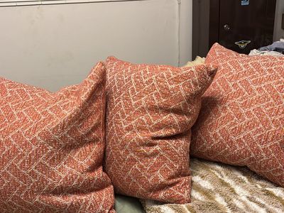 Set of 3 Orange Geometric Woven Throw Pillows $10 each