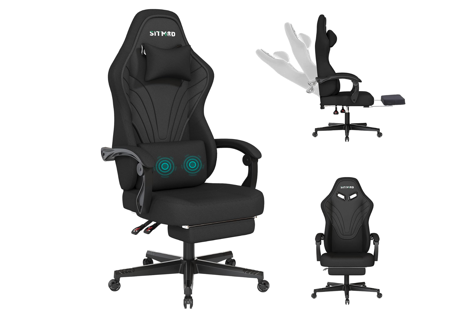 New in box Fabric New Gaming Chair with Massage Back Support,Executive Office Chairs Comfy Ergonomic with Footrest