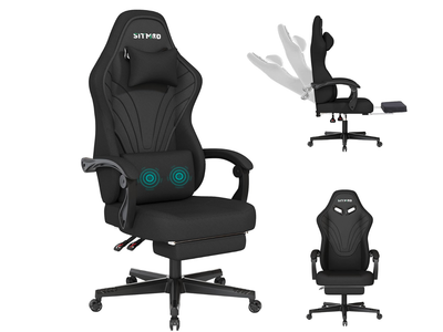 New in box Fabric New Gaming Chair with Massage Back Support,Executive Office Chairs Comfy Ergonomic with Footrest