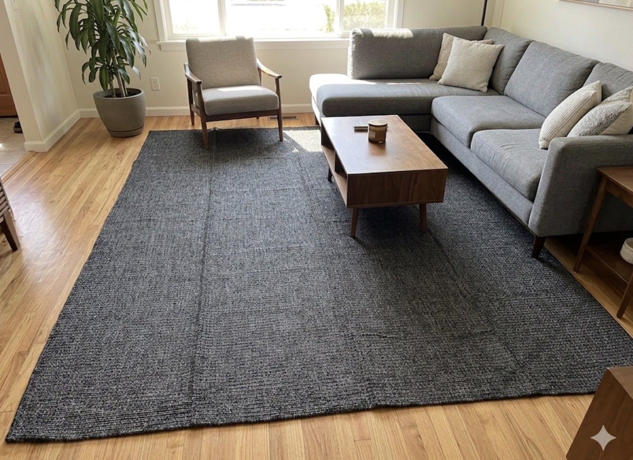 BRAND NEW Jute Large Rug 9x12 Solid Washable Durable Outdoor Indoor Area Rug