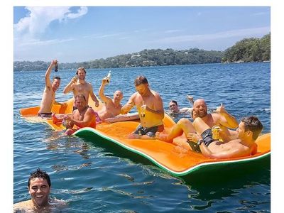 DUSACOM 12'L x 6'W Big Floating Water Mat Lily Pad - yellow & Orange