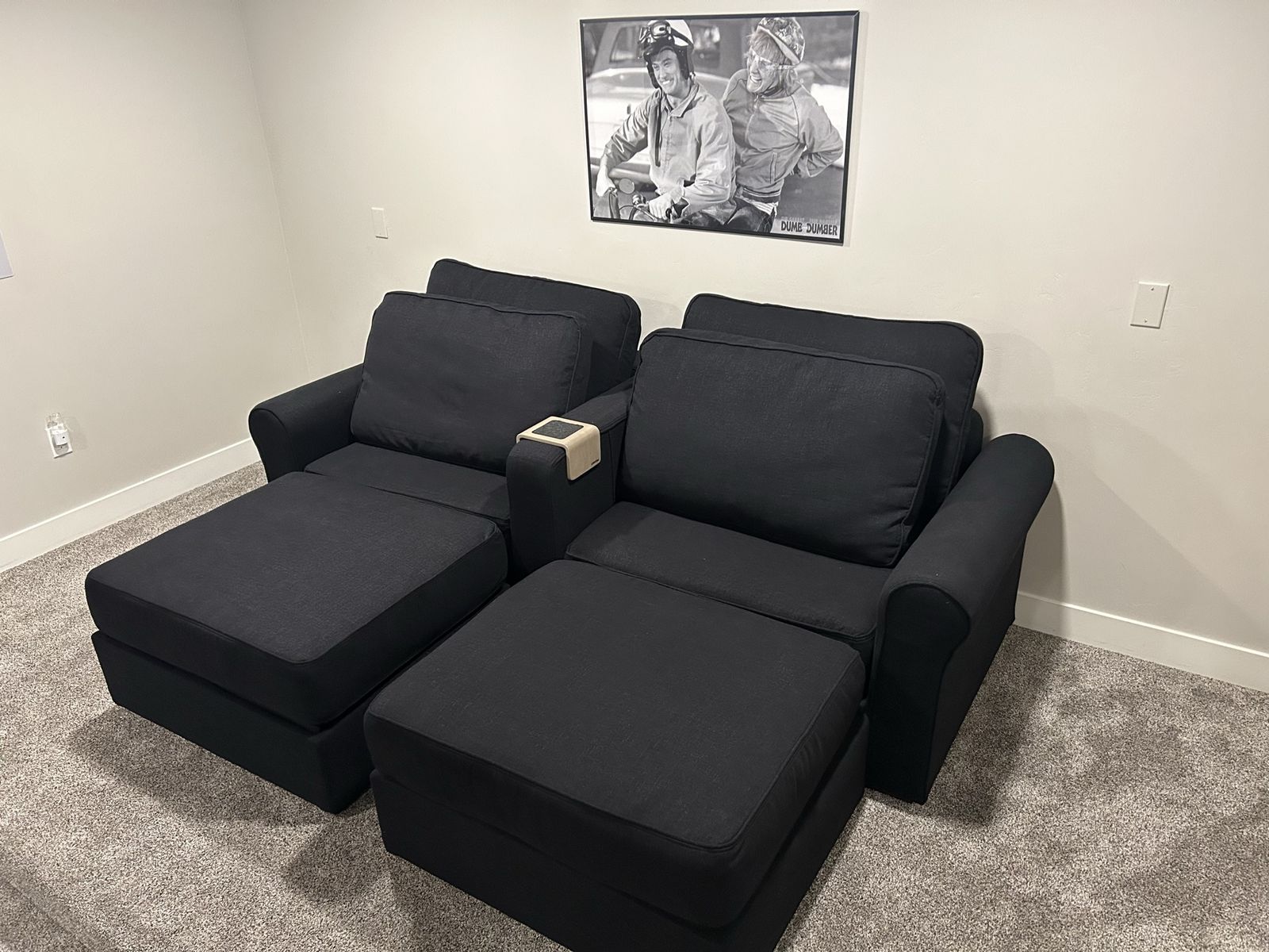 LoveSac Double Theater Seating Set in Basalt Brushed Weave - Black