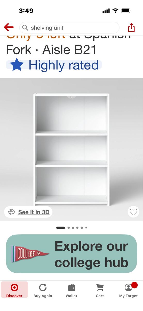 4 White 3-Shelf Bookcase Shelving Unit (36" H x 24.5" W) sold separately