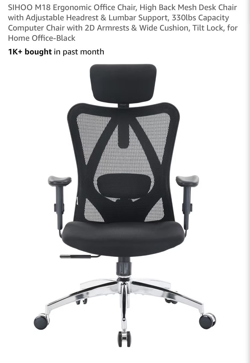 SIHOO M18 Ergonomic Office Chair, High Back Mesh Desk Chair