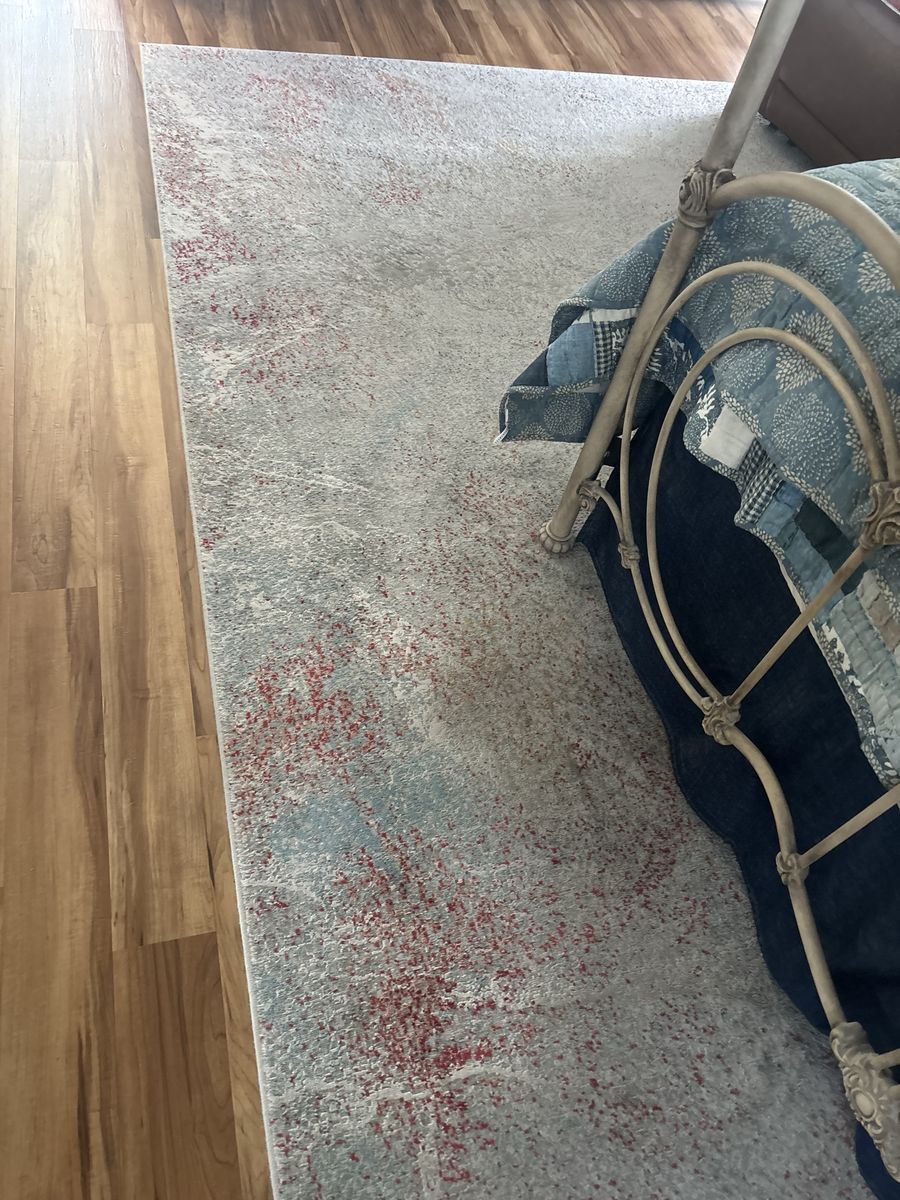Abstract Gray, Red, & Blue Area Rug - Used, Good Condition, Modern Design