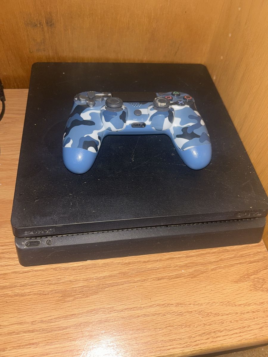 Sony PlayStation 4 Slim 1TB Console with Blue Camo Controller & 2 Games